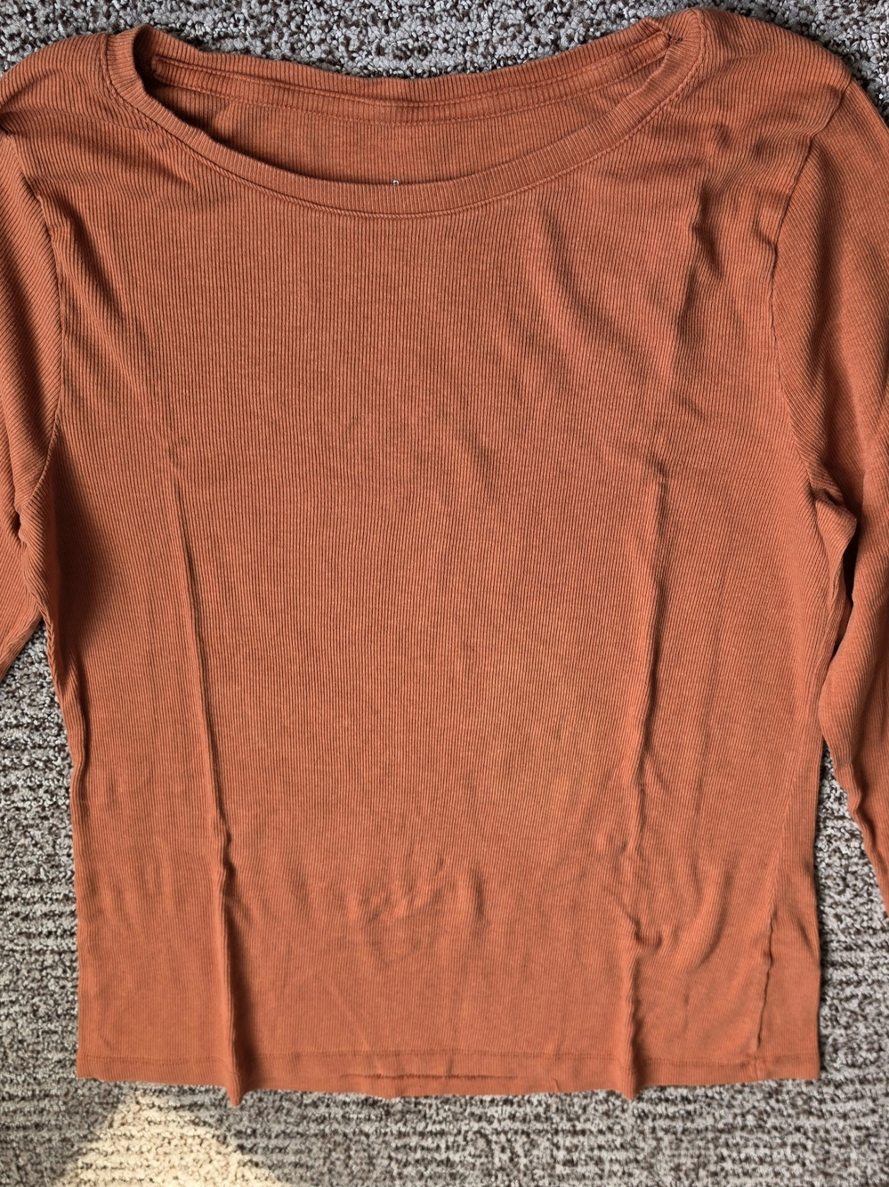a new day Long Sleeve Ribbed Top in Rust Orange